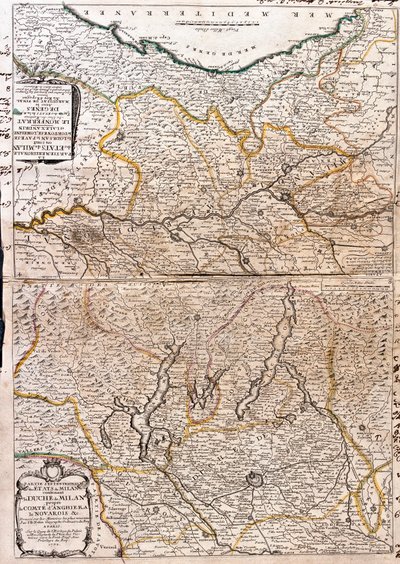 Kort over området i Milano (Italien) (Gravering af Jean Baptiste Nolin