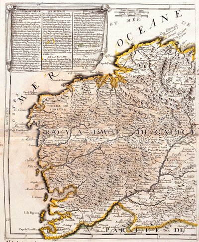 Kort over kongeriget Galicien (Spanien) (Gravering af Jean Baptiste Nolin