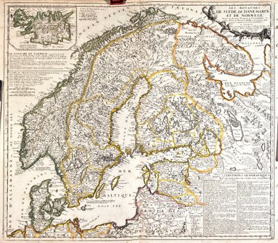 Kort over kongerigerne Norge, Sverige og Danmark (gravering af Jean Baptiste Nolin