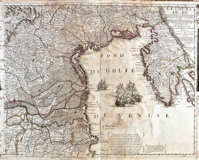 Kort over mundingen af Po i Italien (gravering af Jean Baptiste Nolin