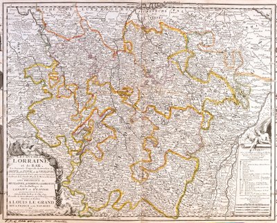 Kort over provinsen Lorraine (Frankrig) (gravering af Jean Baptiste Nolin