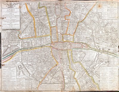 Rutekort over Paris og dets forstæder af Jean Baptiste Nolin