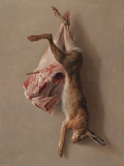 En Hare og et Lammeben af Jean Baptiste Oudry
