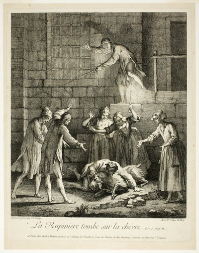 Tegneseriehistorier: Plyndreren falder på geden af Jean Baptiste Oudry