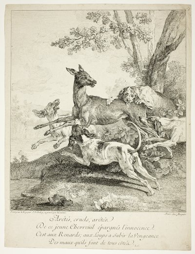 Hjorte angrebet af hunde af Jean Baptiste Oudry