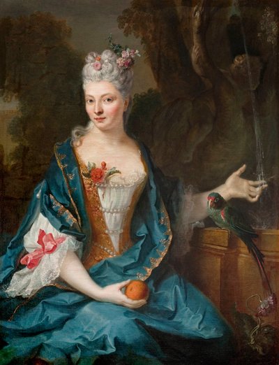 Fransk: Dame assise dans un jardin af Jean Baptiste Oudry