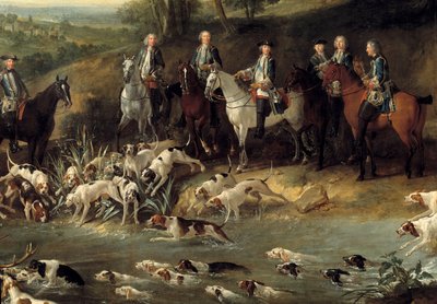 Kong Louis XV jager hjorte i skoven Saint Germain i 1730 Detalje. Maleri af Jean Baptiste Oudry (1686-1755) 1730 Toulouse, Musee des Augustins af Jean Baptiste Oudry