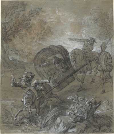 La Rancune på en båre, skudt i sumpen af Jean Baptiste Oudry