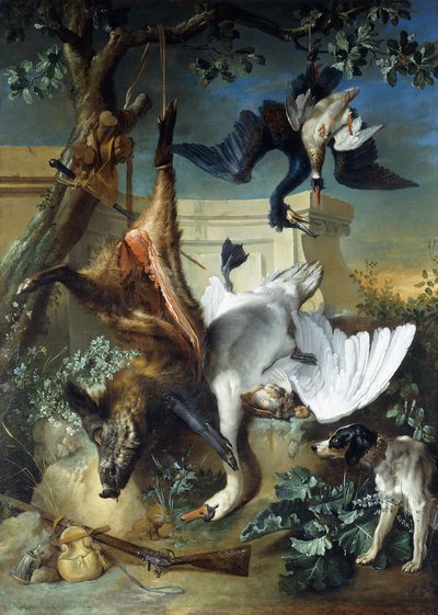 "The Return of the Hunt": A Hunting Dog Guarding Dead Game, af Jean Baptiste Oudry