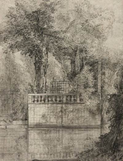 Gitterarbejde og reflekterende pool ved Arcueil, 1744-47 af Jean Baptiste Oudry
