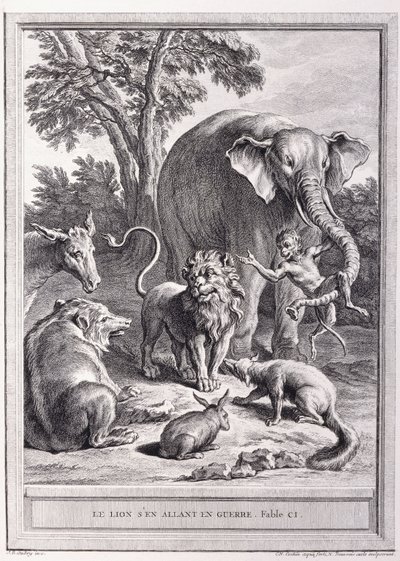 Løven går i krig, ca. 1755-1759 af Jean Baptiste Oudry