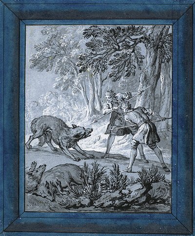 Mænd angriber ulve ("Rien de Trop III") af Jean Baptiste Oudry