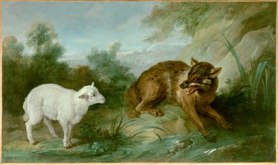 Ulven og lammet. Illustration af en fabel af Jean de La Fontaine (1621-1695). Maleri af Jean Baptiste Oudry (1686-1755) af Jean Baptiste Oudry