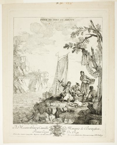 Udsigt over Dieppes havn af Jean Baptiste Oudry