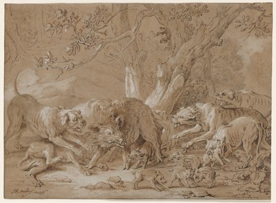 Vild so og hendes unge angrebet af hunde, 1748. af Jean Baptiste Oudry