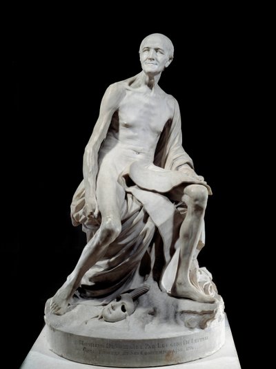 Francois-Marie Arouet dit Voltaire nu (1694-1778) Marmorskulptur af Jean-Baptiste Pigalle (1714-1785) 1776 Søn. 1,5 m Paris, Louvre-museet af Jean Baptiste Pigalle