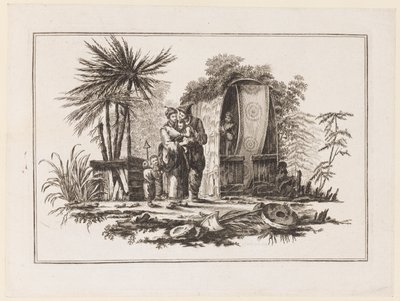 En familie, fra "Ny notesbog med seks ark med forskellige historiske kinesiske emner" af Jean Baptiste Pillement