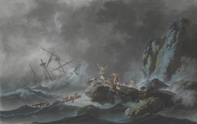 Et skibsforlis i en storm, 1782. af Jean Baptiste Pillement