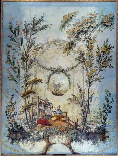 Chinoiserie: Dekorativt panel, der repræsenterer en kinesisk scene, instrueret af Jean Pillement (1728-1808) af Jean Baptiste Pillement