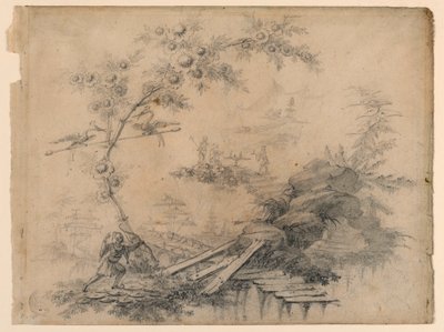 Tegning, Chinoiserie-fantasi, ca. 1780 af Jean Baptiste Pillement