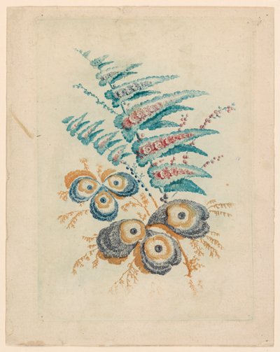 Fantastisk blomstermotiv fra Nouvelle Suitete de Cahiers de Fleurs Idéales af Jean Baptiste Pillement