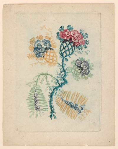 Fantastisk blomstermotiv fra Nouvelle Suitete de Cahiers de Fleurs Idéales af Jean Baptiste Pillement