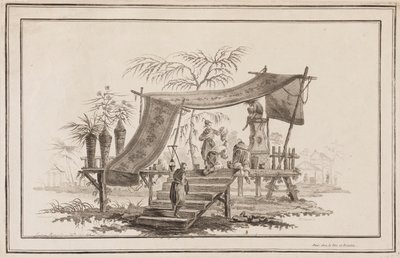 Figurer, der klatrer op ad trapper til alteret af Jean Baptiste Pillement