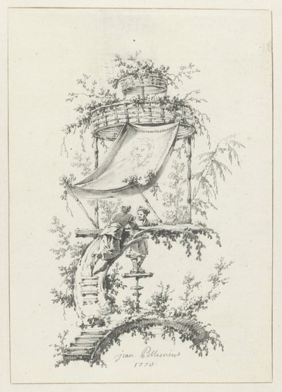 Ornamental sammensætning i chinoiserie stil Chinoiserie-stil dekorative designs til Deuxième Cahier de six Baraques Chinoises (serietitel) af Jean Baptiste Pillement