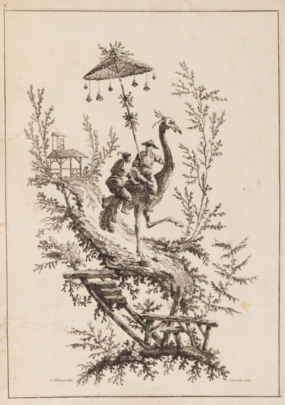 Struds Rirders, Tallerken fra et sæt Chinoiserie-repræsentationer af Jean Baptiste Pillement