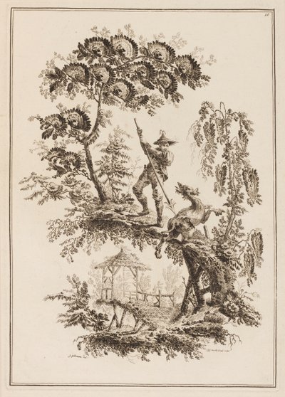 Plade 10, fra "Suite of Tolv Fishermen and Hunters" af Jean Baptiste Pillement