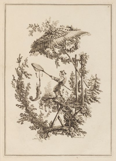 Plade 11, fra "Suite of Tolv Fishermen and Hunters" af Jean Baptiste Pillement