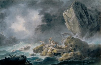 Storm og skibsvrag af Jean Baptiste Pillement