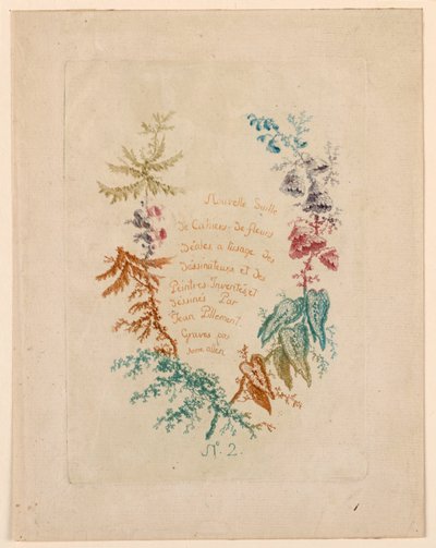 Titelside til "Ny suite af ideelle blomsternotesbøger" nr. 2 af Jean Baptiste Pillement