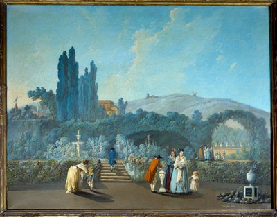 Udsigt over Benficas haver i Lissabon i 1785 Akvarel af Jean Pillement (1728-1808) 1785 Paris, Dekorativ kunst af Jean Baptiste Pillement