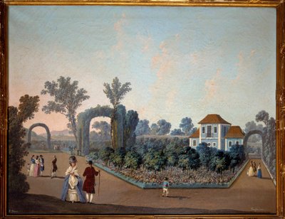 Udsigt over Benficas haver i Lissabon i 1785 Akvarel af Jean Pillement (1728-1808) 1785 Paris, Dekorativ kunst af Jean Baptiste Pillement