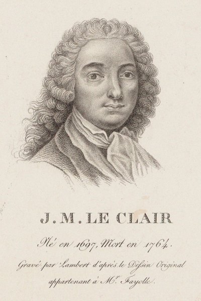 Portræt af violinisten og komponisten Jean-Marie Leclair 1697-1764. af Jean Baptiste Ponce Lambert