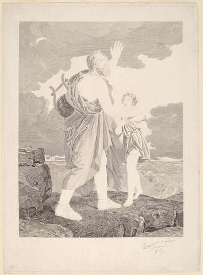 Den blinde Homer af Jean Baptiste Raphael Urbain Massard, after Baron François Gerard