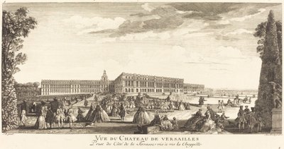Udsigt over slottet i Versailles taget fra siden af ​​terrassen overfor kapellet af Jean Baptiste Rigaud