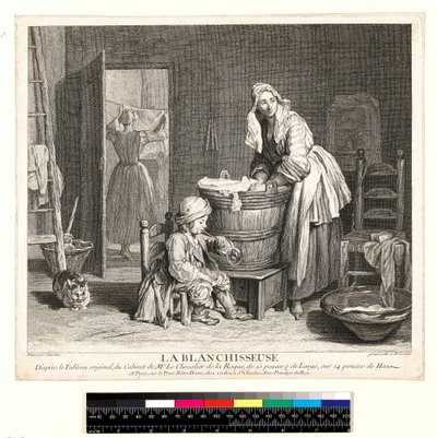 La Blanchisseuse, graveret af Charles Nicolas Cochin I (1688-1754) 1739 (ætsning og gravering) af Jean Baptiste Simeon (after) Chardin