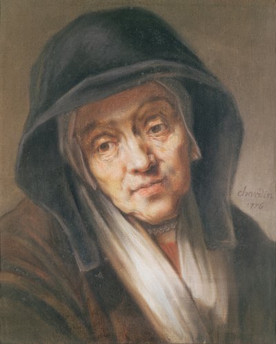 Kopi af et portræt af Rembrandt af hans mor, 1776 (pastel på papir) af Jean Baptiste Simeon Chardin