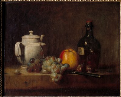 Den hvide teiere med druer Maleri af Jean Baptiste Simeon Chardin (1699-1779) 1700-tallet af Jean Baptiste Simeon Chardin