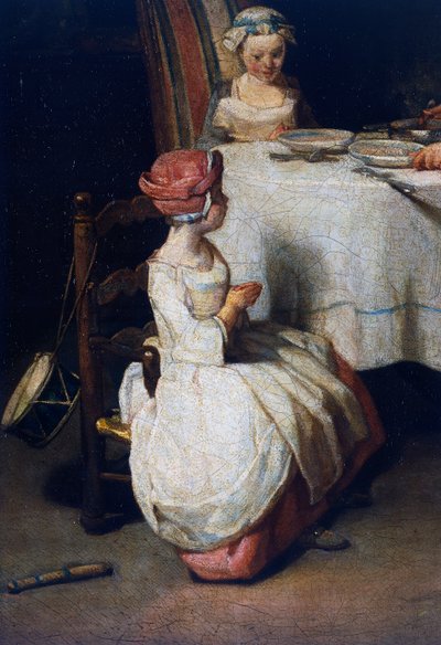 Le Benedicite, ca. 1740, detalje (olie på lærred) af Jean Baptiste Simeon Chardin