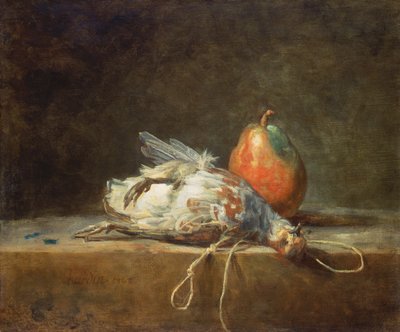 Stilleben med Agerhøne og pære, 1748 af Jean Baptiste Simeon Chardin