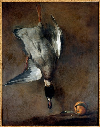 The Dead Duck Maleri af Jean Baptiste Simeon Chardin (1699-1779) Gien fra det 18. århundrede, Musee de la Chasse af Jean Baptiste Simeon Chardin