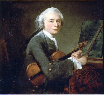 Den unge mand i violinen, omkring 1738. Portræt af Charles Theodose Godefroy. Olie på lærred af Jean Baptiste Simeon Chardin (1699 - 1789). Paris, Musée du Louvre. af Jean Baptiste Simeon Chardin