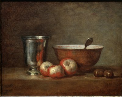 Sølvbægeret (eller sølvbægeret) - Olie på lærred af Jean Baptiste Simeon Chardin