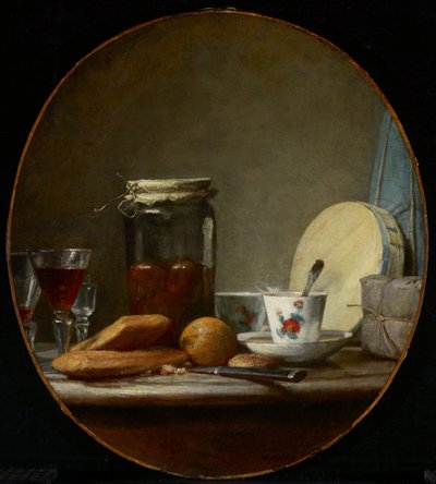 Krukke med abrikoser af Jean-Baptiste Simeon Chardin