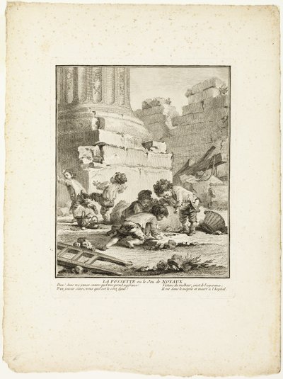 The Dimple, eller Spillet om stenene, fra The Games of the Urchins of Paris af Jean Baptiste Tilliard I