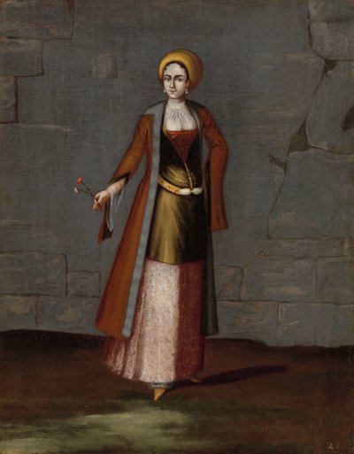 Kvinde fra øen Tinos af Jean Baptiste Vanmour (workshop of)