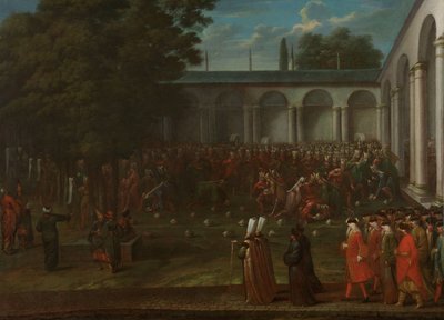 Cornelis Calkoen på vej til audiens hos sultan Ahmed III, ca.1727-30 af Jean Baptiste Vanmour